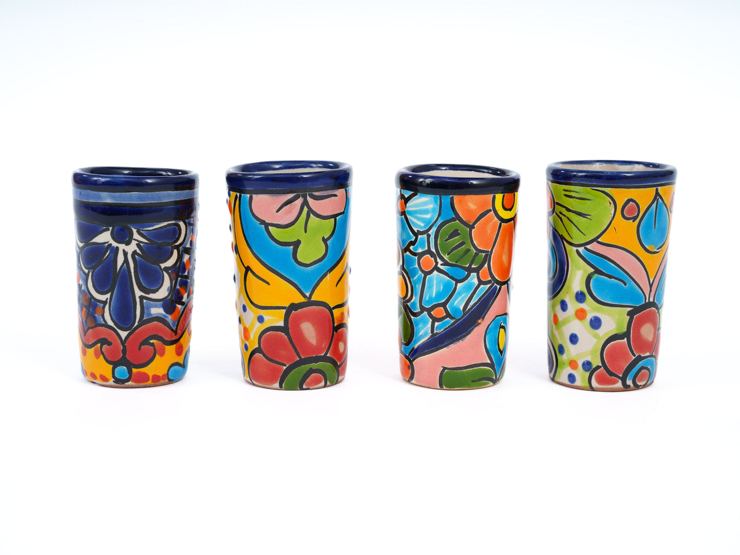 Talavera Shot Glass Set (4PC) Cobalt Trim