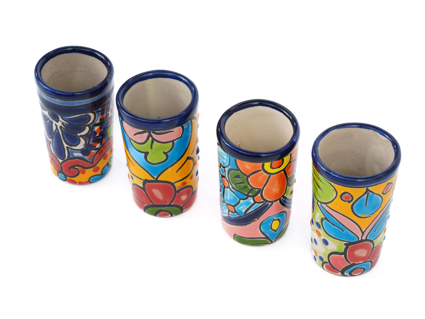 Talavera Shot Glass Set (4PC) Cobalt Trim