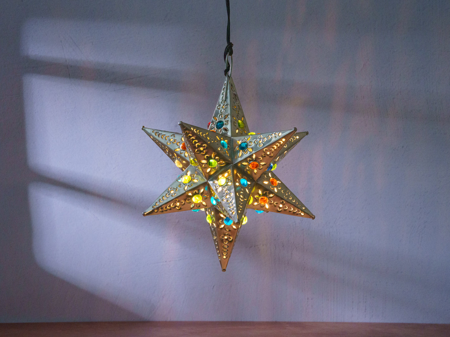 Handmade Tin Star Lantern - Small - With Light Included