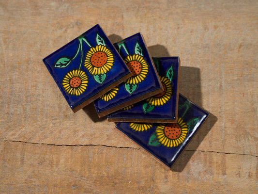 Ceramic Small 2" Tile Sunflowers - 4 Pack