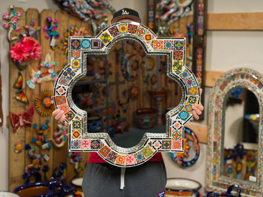 Rare Talavera Tiles Quatrefoil Mirror