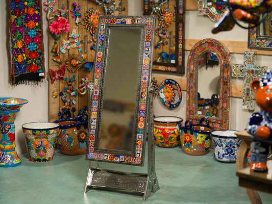 Rare Talavera Tiles Standing Mirror