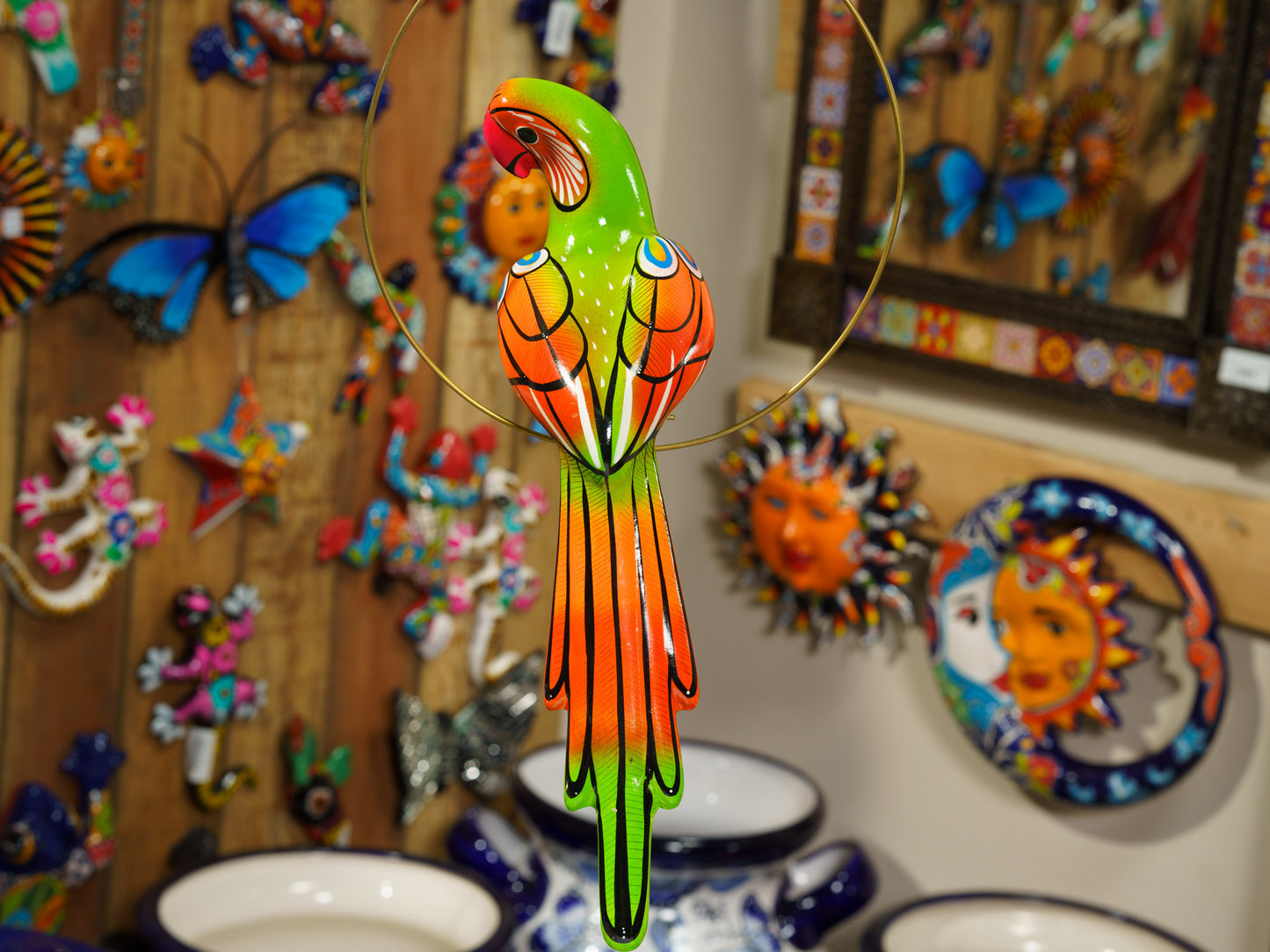 Hanging Parrot Bird  With Perch - Medium