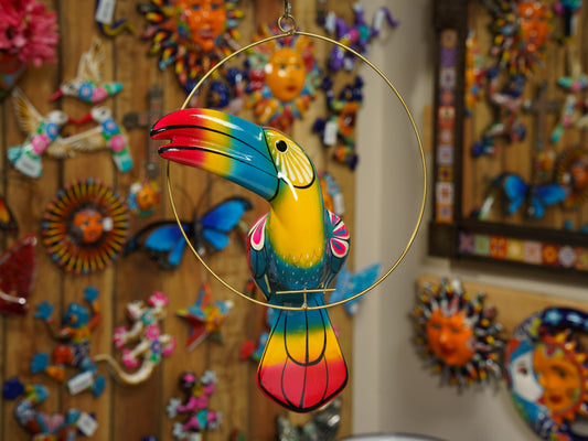 Hanging Toucan Bird  With Perch - Medium