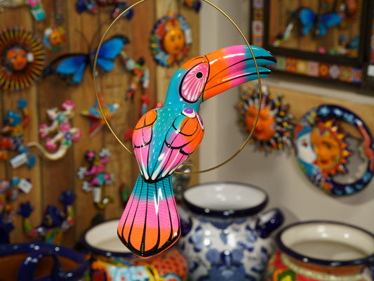 Hanging Toucan Bird  With Perch - Medium