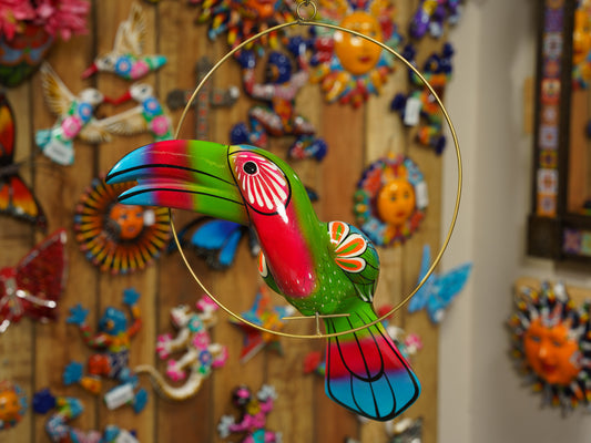 Hanging Toucan Bird  With Perch - Medium