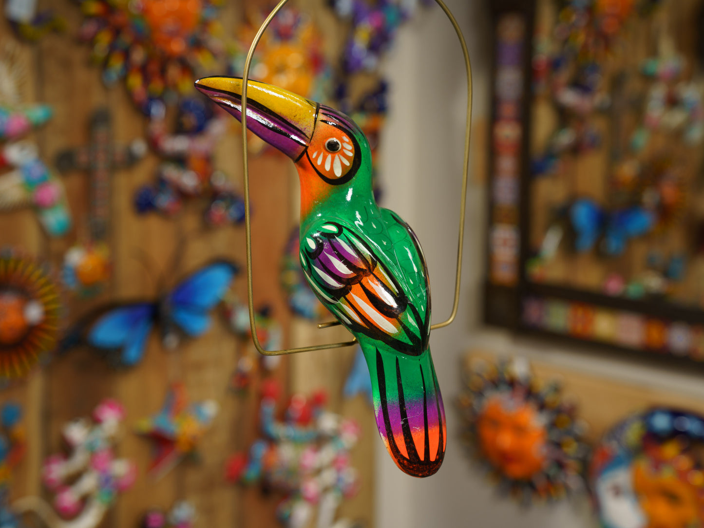 Hanging Toucan Bird With Perch - Small