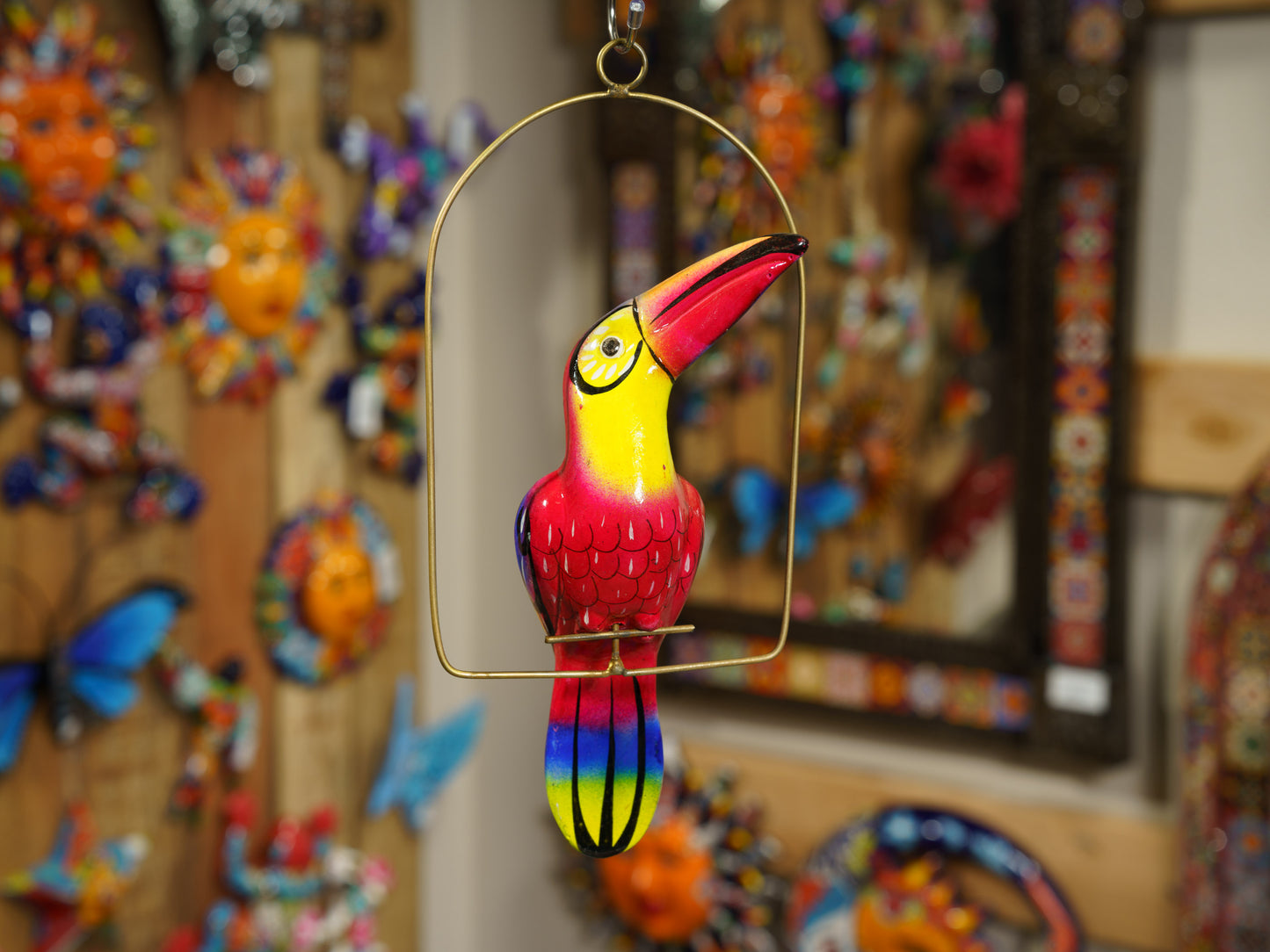 Hanging Toucan Bird With Perch - Small