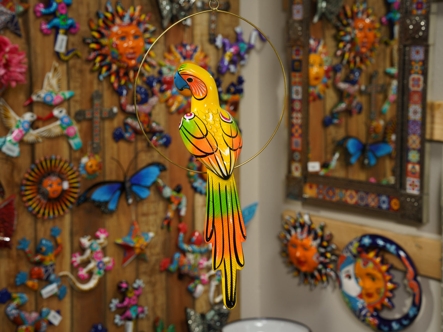 Hanging Parrot Bird  With Perch - Medium