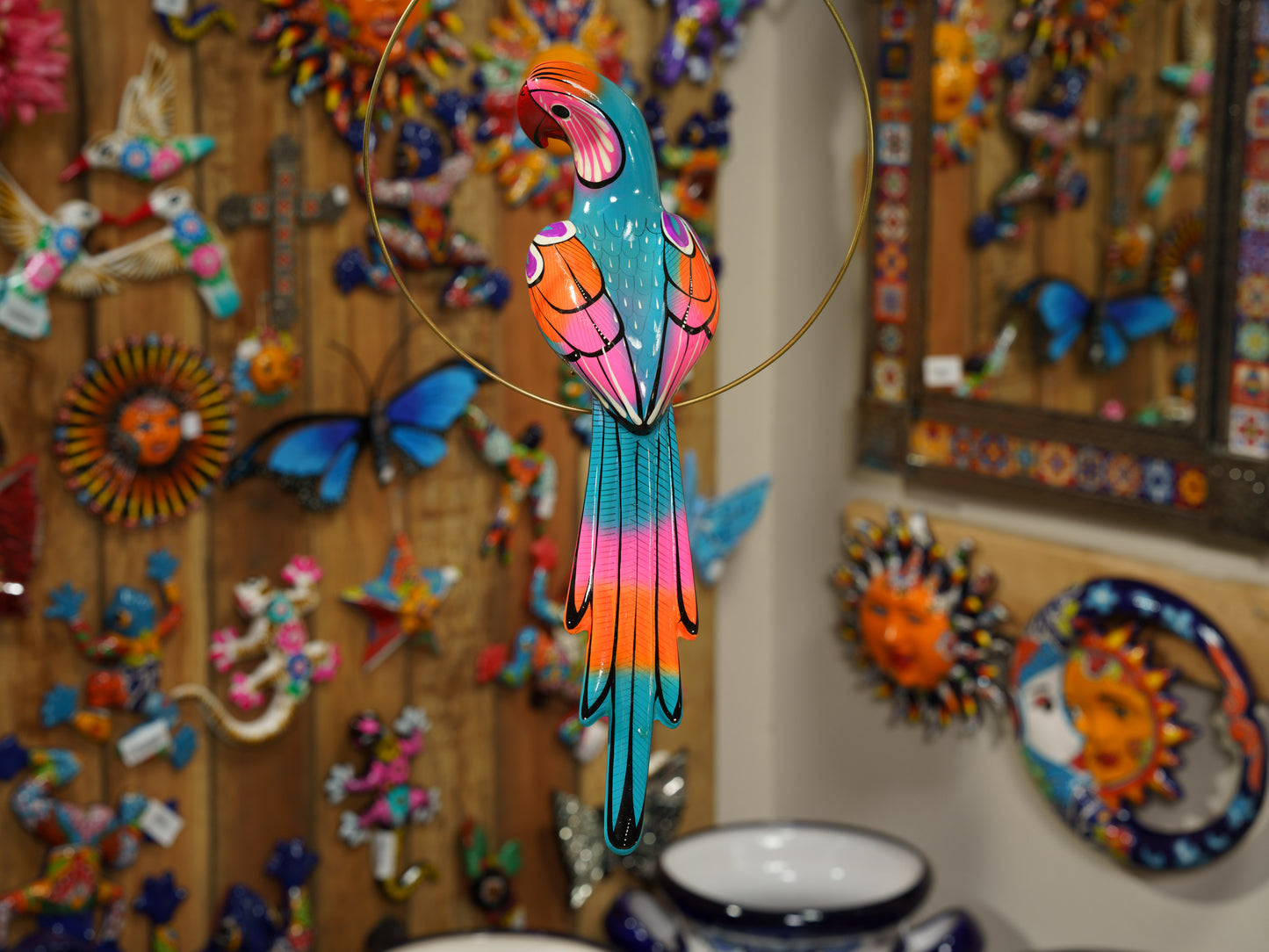Hanging Parrot Bird  With Perch - Medium