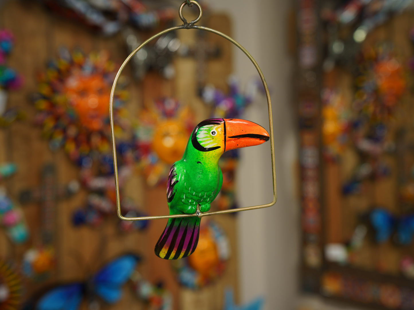 Hanging Toucan Bird  With Perch - Mini