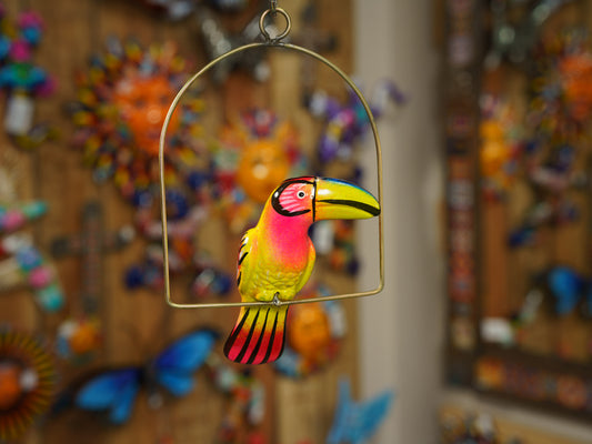 Hanging Toucan Bird  With Perch - Mini