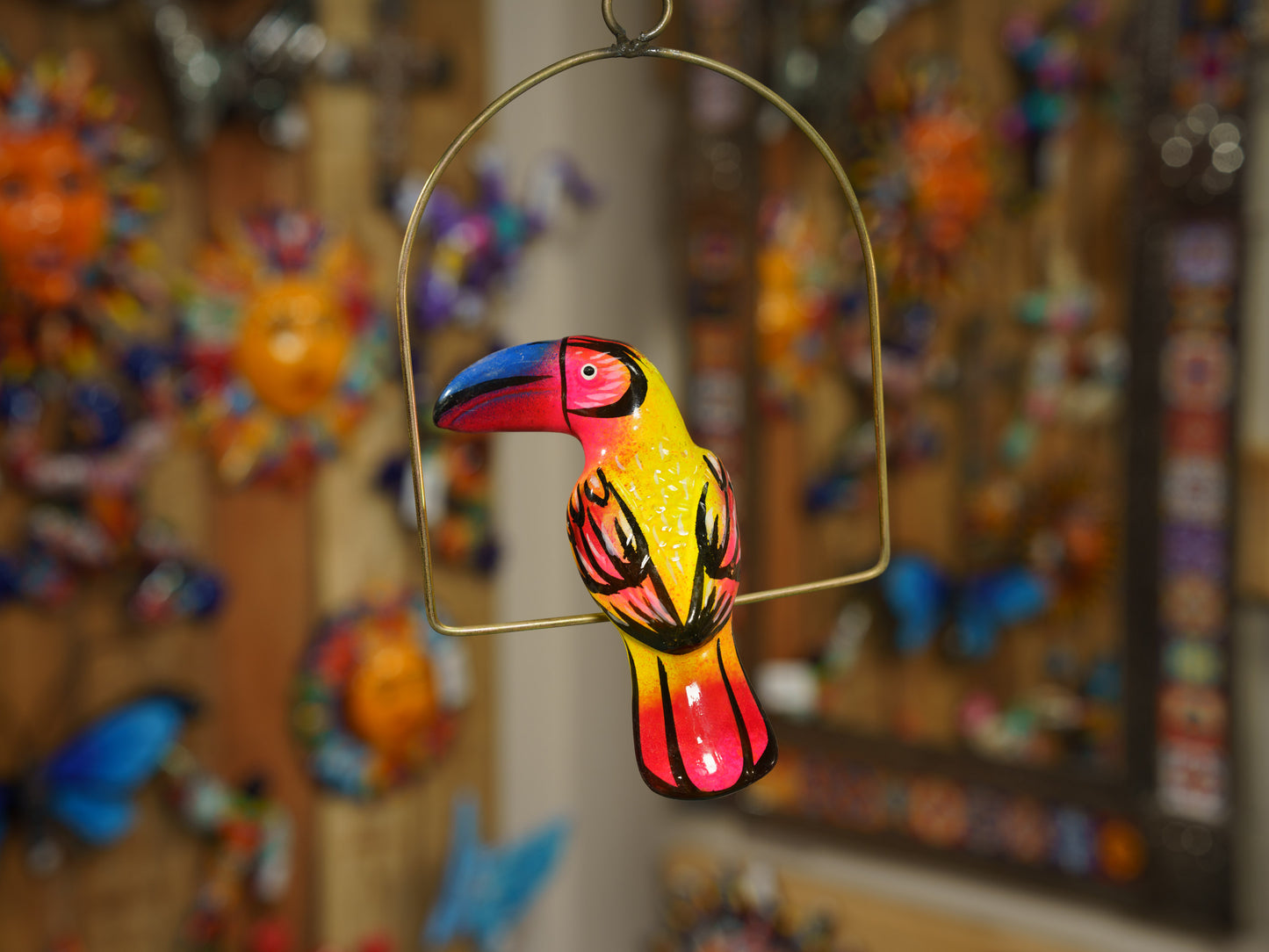 Hanging Toucan Bird  With Perch - Mini