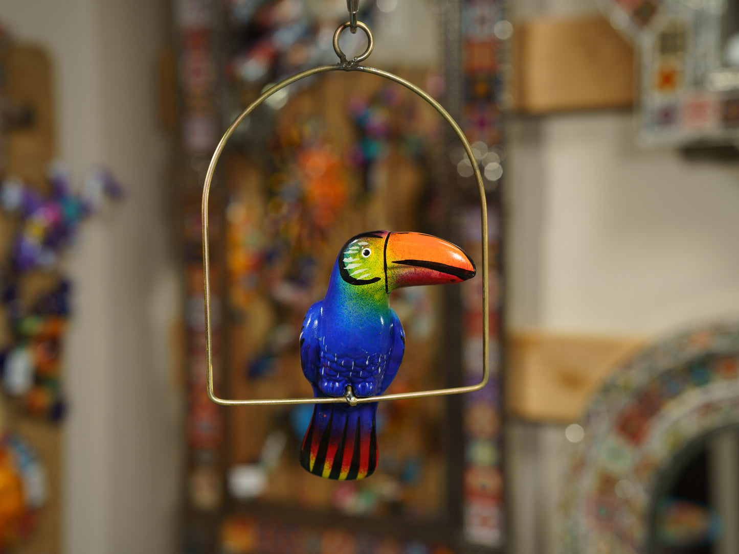 Hanging Toucan Bird  With Perch - Mini