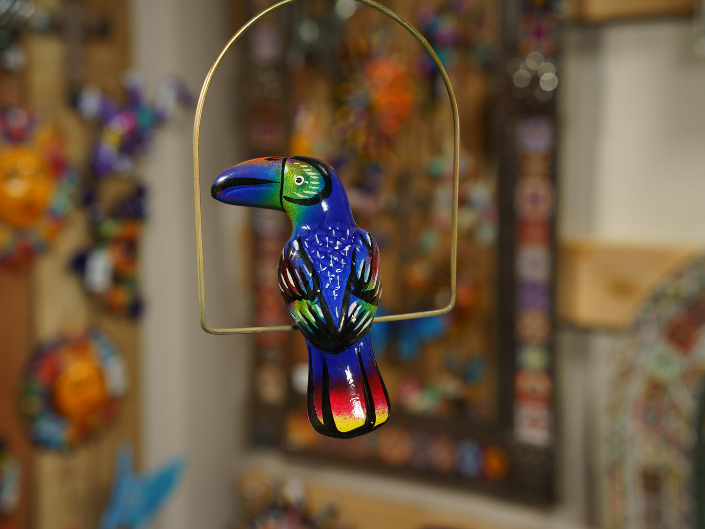 Hanging Toucan Bird  With Perch - Mini