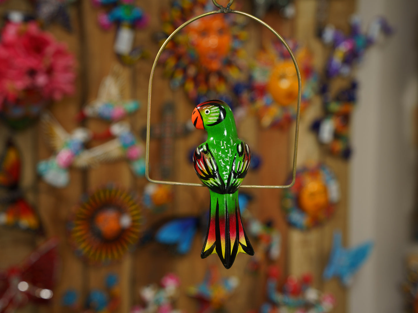 Hanging Parrot Bird  With Perch - Mini