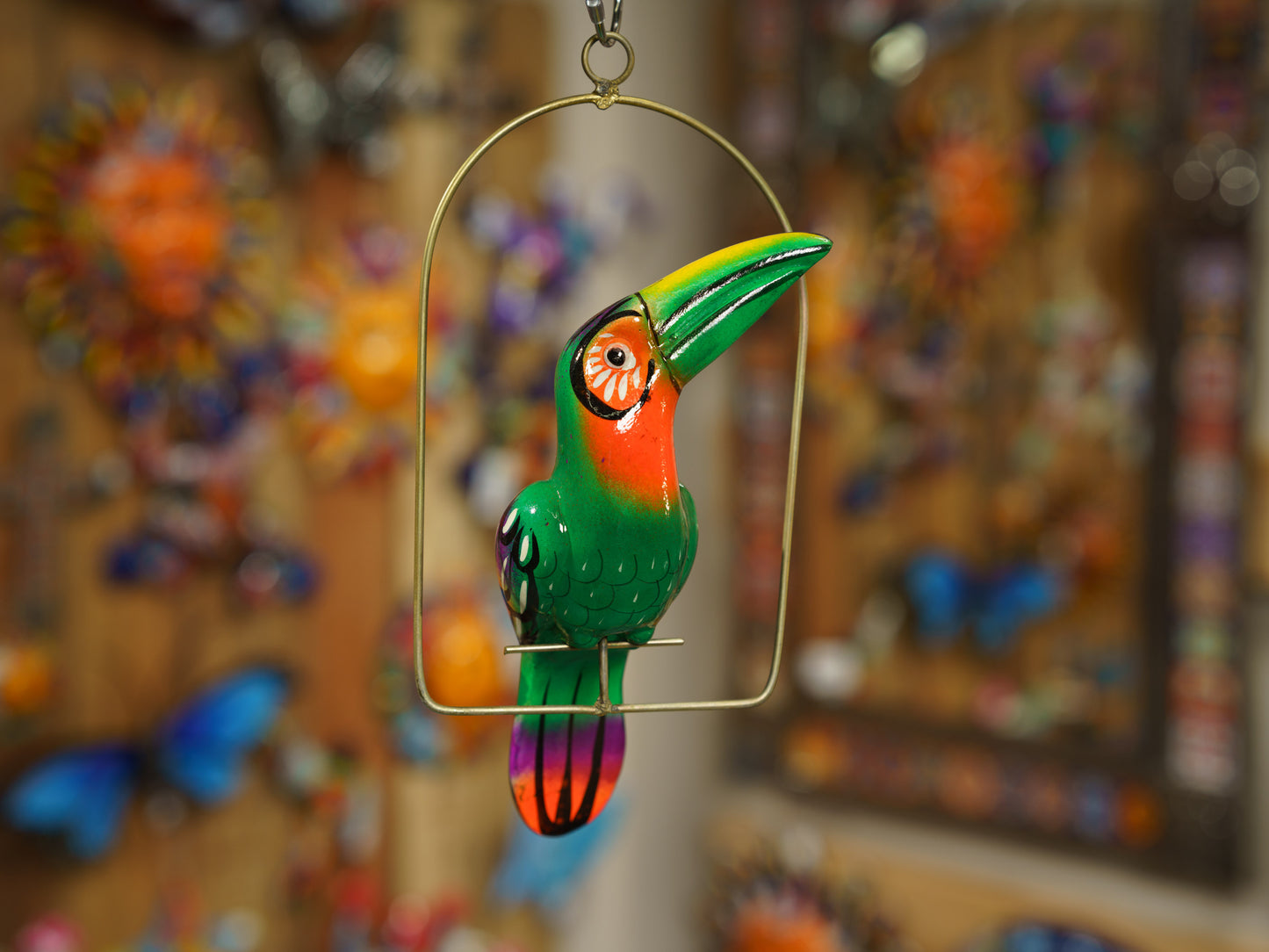Hanging Toucan Bird With Perch - Small