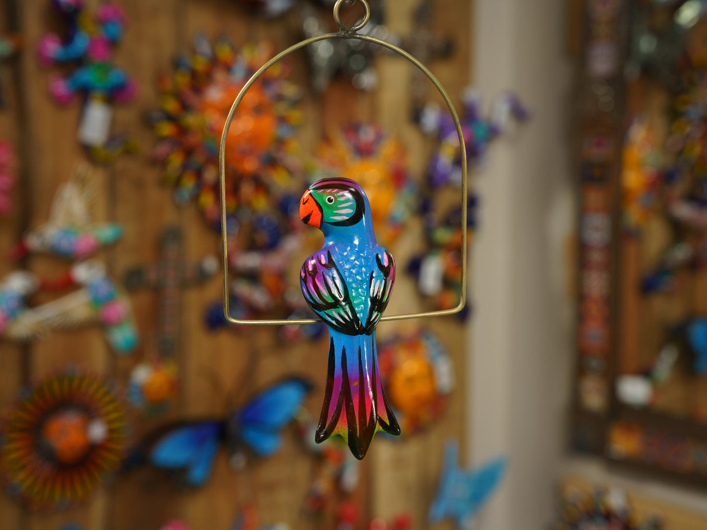 Hanging Parrot Bird  With Perch - Mini