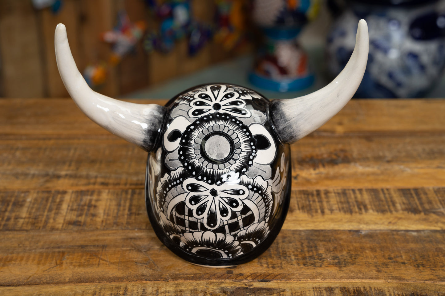 Day of the Dead - Viking Skull - Black and White - Gothic Figure