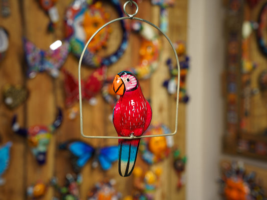 Hanging Parrot Bird  With Perch - Mini