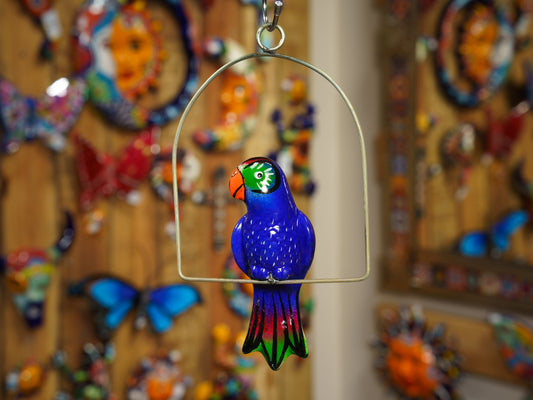 Hanging Parrot Bird  With Perch - Mini