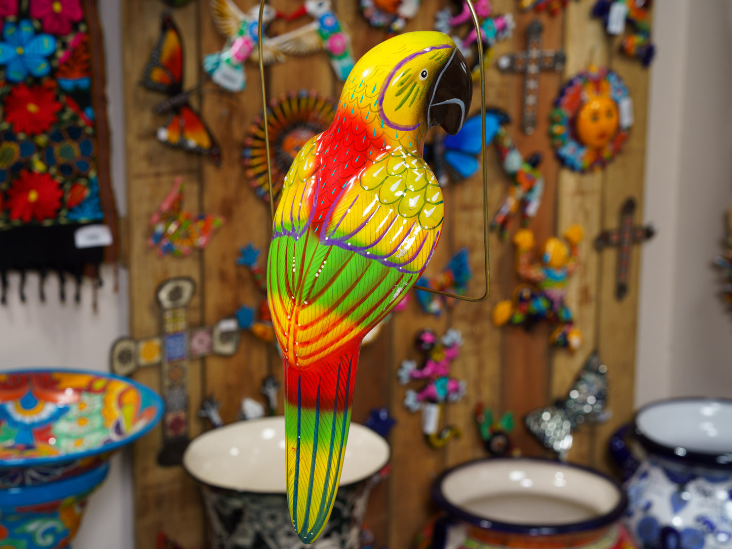 Hanging Macaw Parrot Bird With Perch - Large