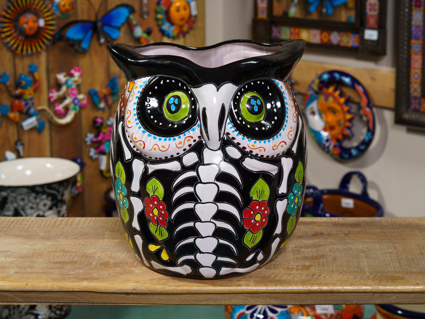 Dia De Los Muertos Owl Planter - Extra Large