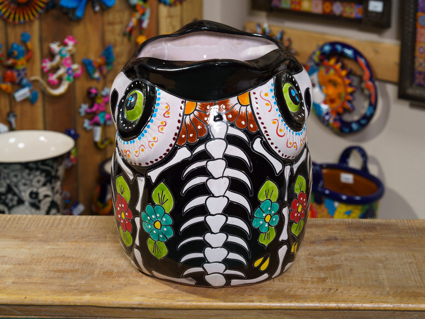 Dia De Los Muertos Owl Planter - Extra Large