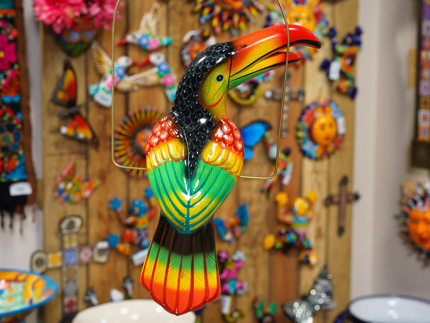Hanging Toucan Bird With Perch - Large