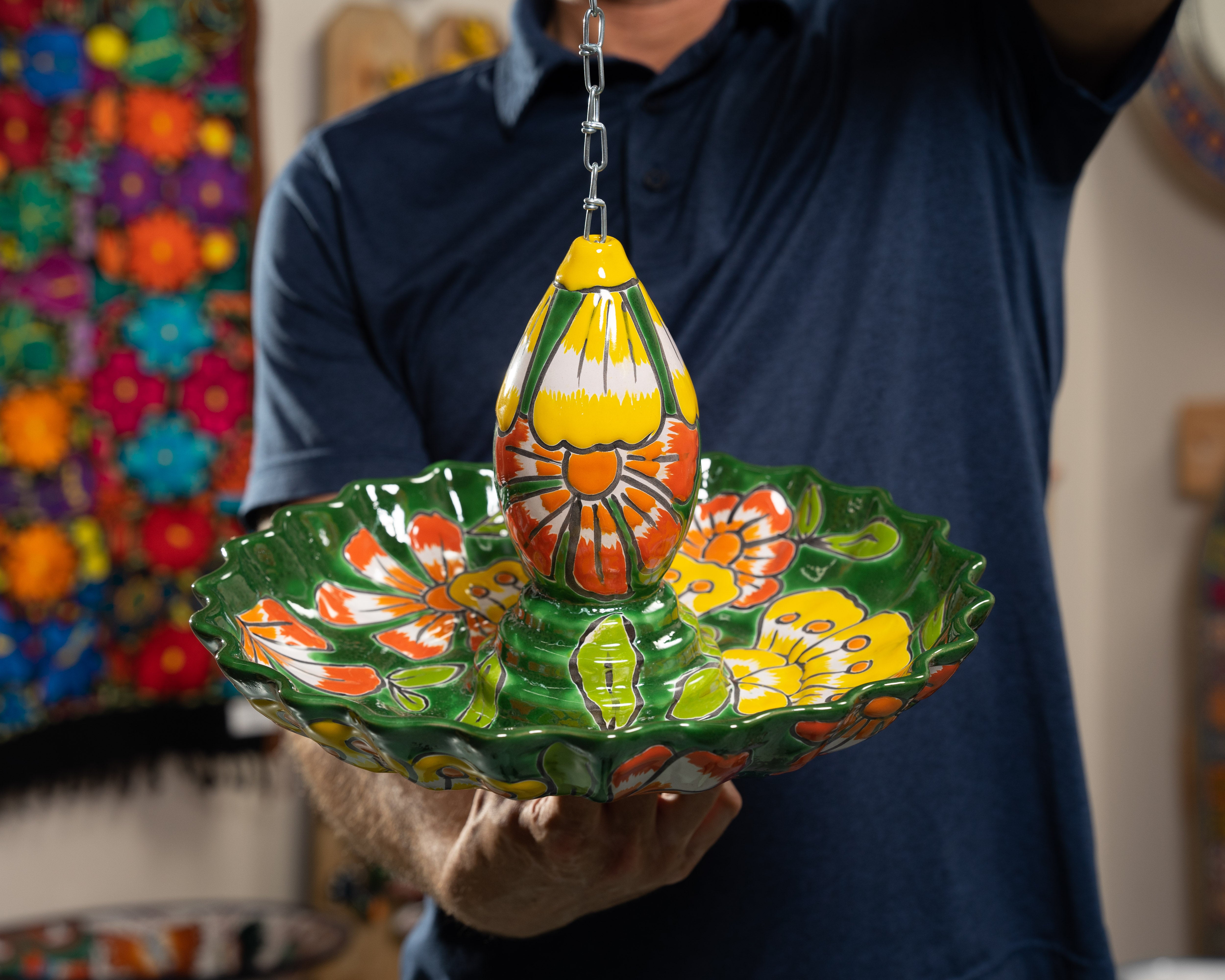 Talavera Scalloped Serving Bowl - Blue – Enchanted Talavera