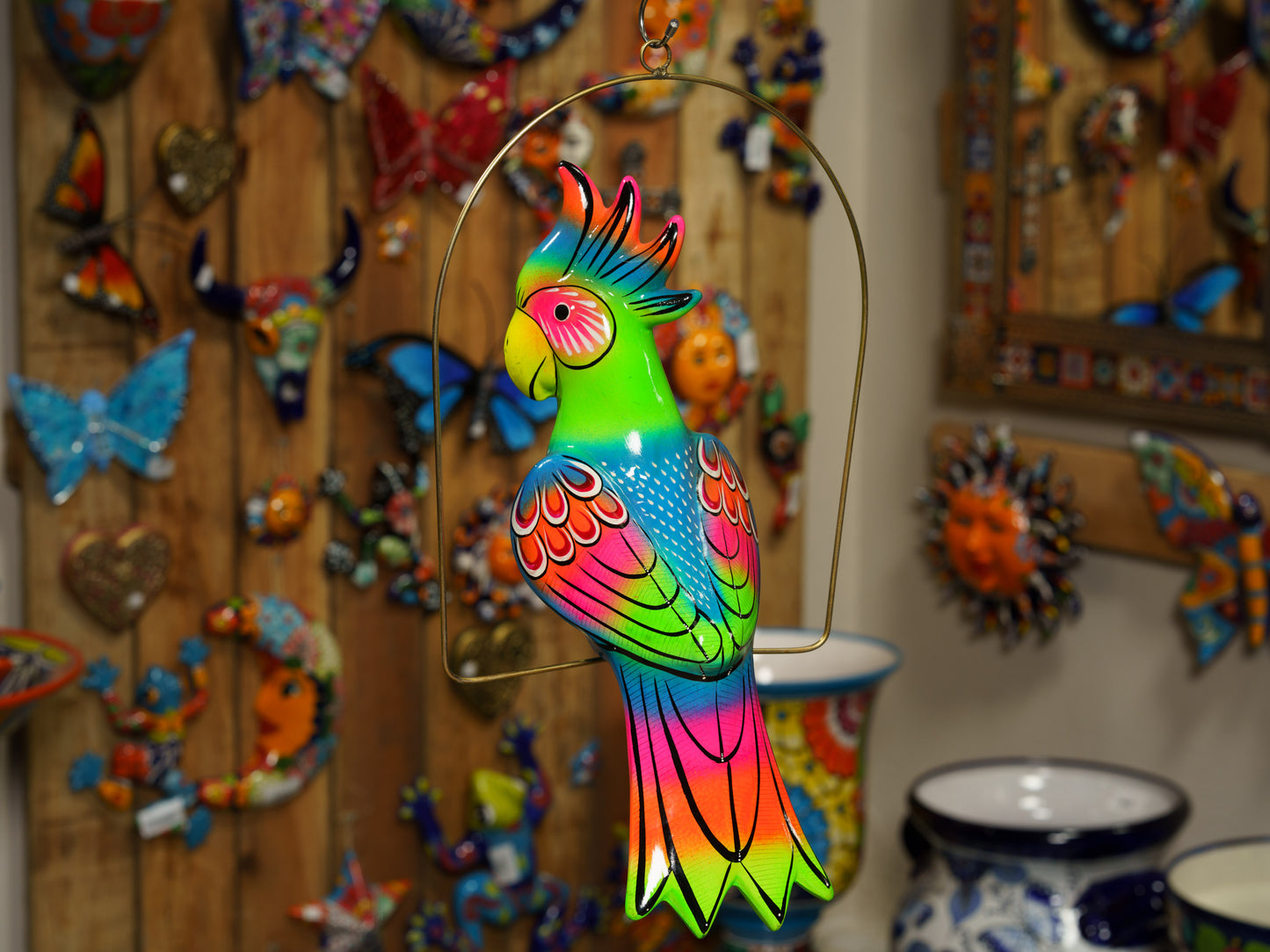 Hanging Parrot With Perch - Large
