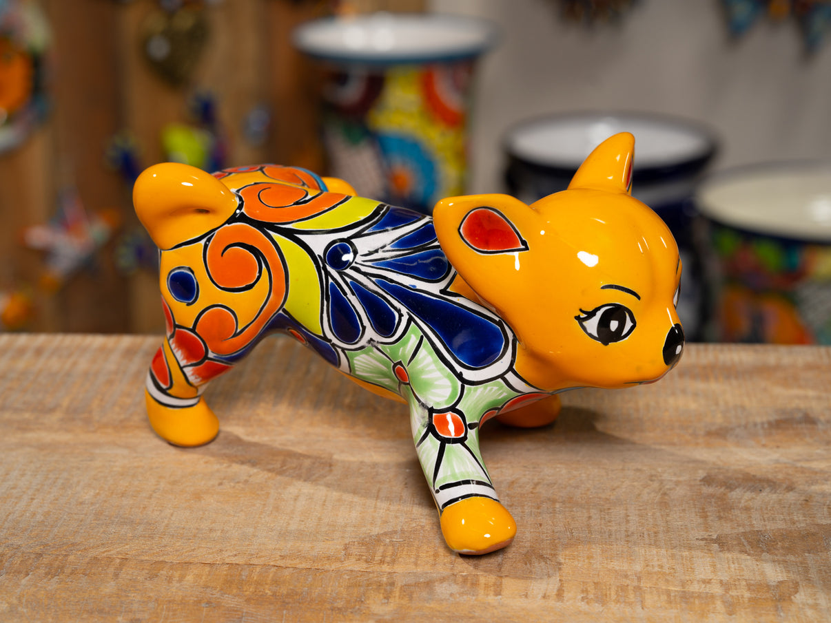 Talavera Peeing Chihuahua Puppy Dog Statue - Cobalt – Enchanted Talavera