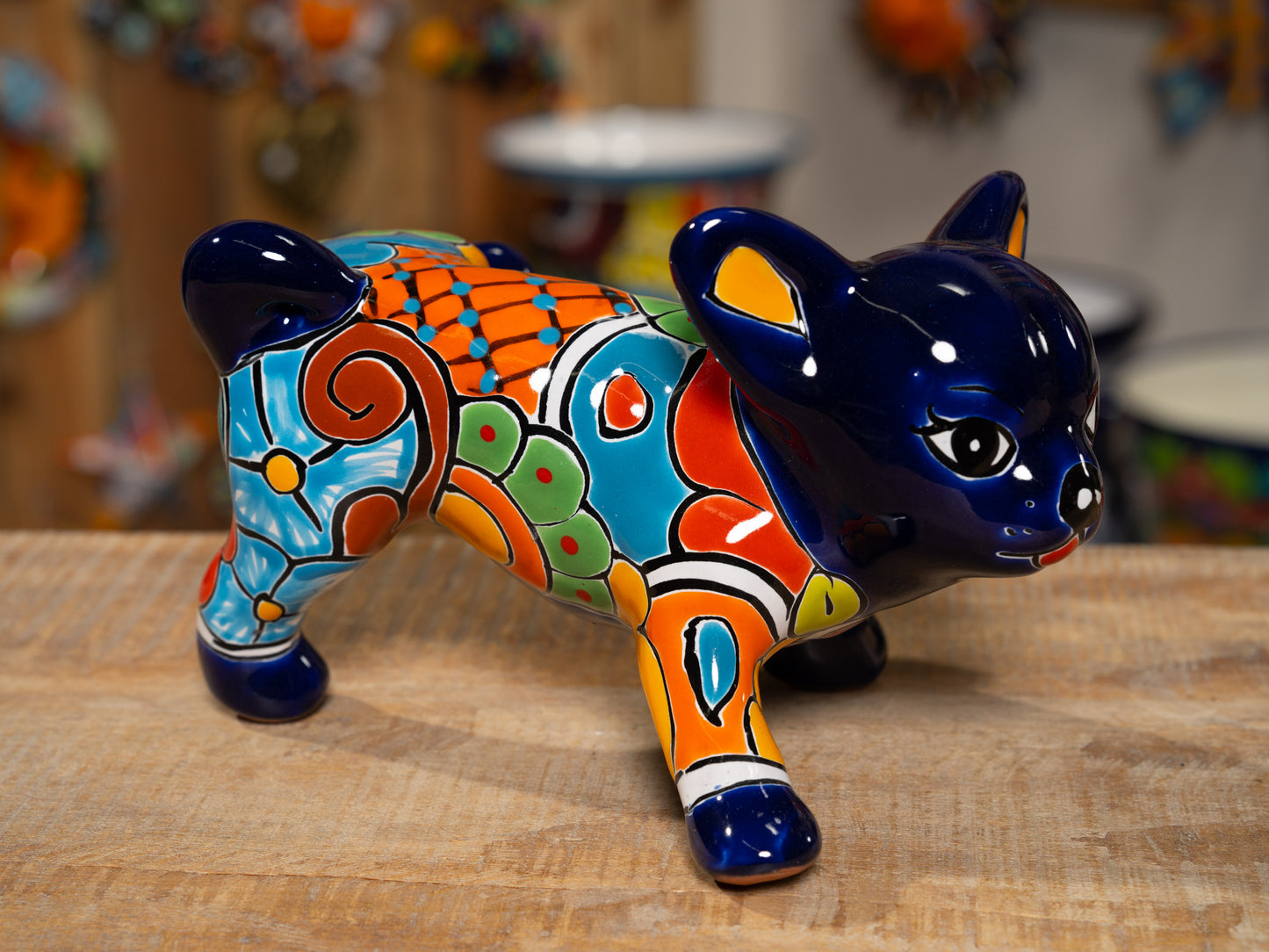 Peeing Chihuahua Puppy Statue - Cobalt
