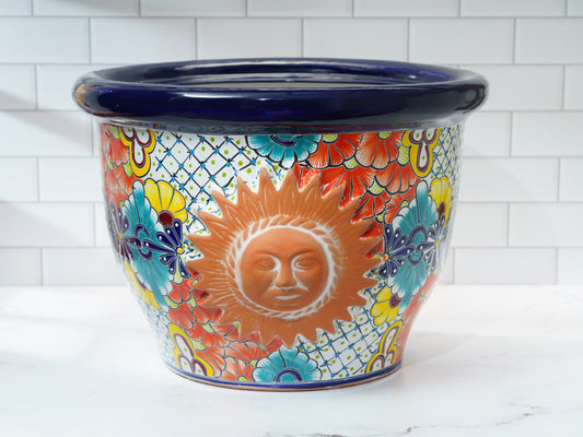 HUGE RARE Terracotta Sun Face Extra Large Planter