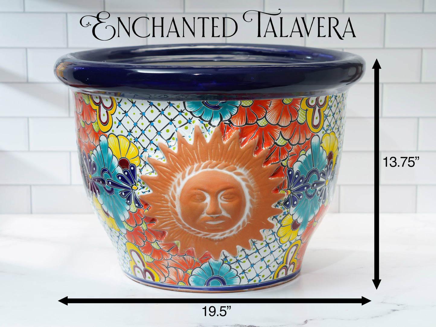 HUGE RARE Terracotta Sun Face Extra Large Planter