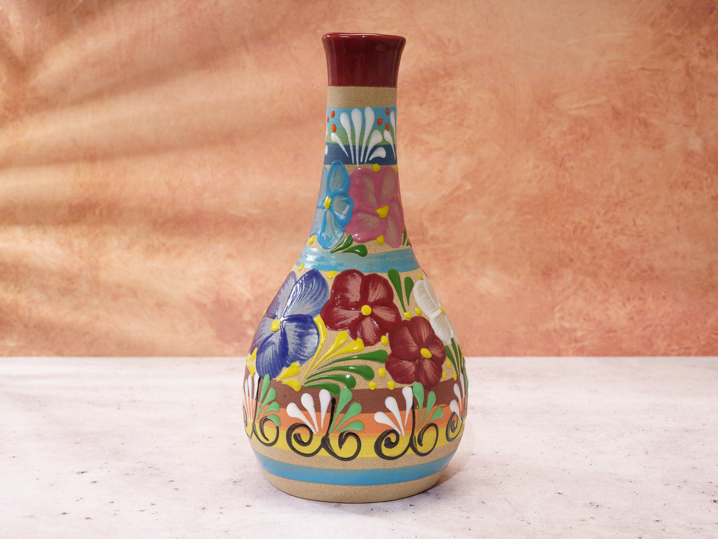 Vase - Giraffe - Engobe - Butterfly Maroon Trim