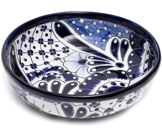 Large Serving "Tunero" Bowl - Cobalt-White