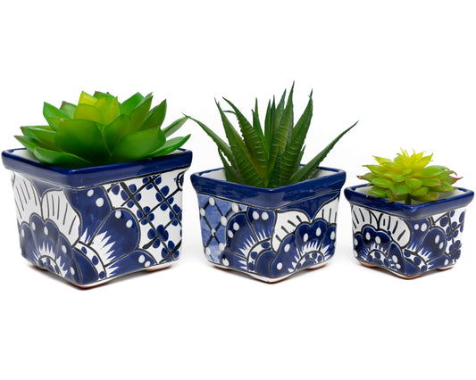 Micro Planter Trio Set (3PC) - Cobalt White