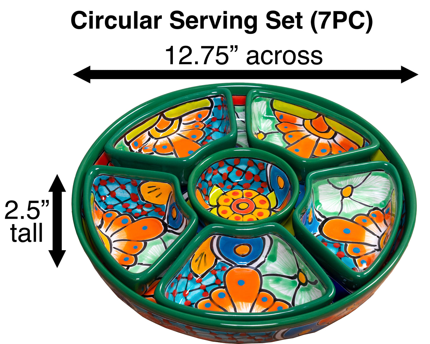 Circular Serving Set (7PC) - Deep Green