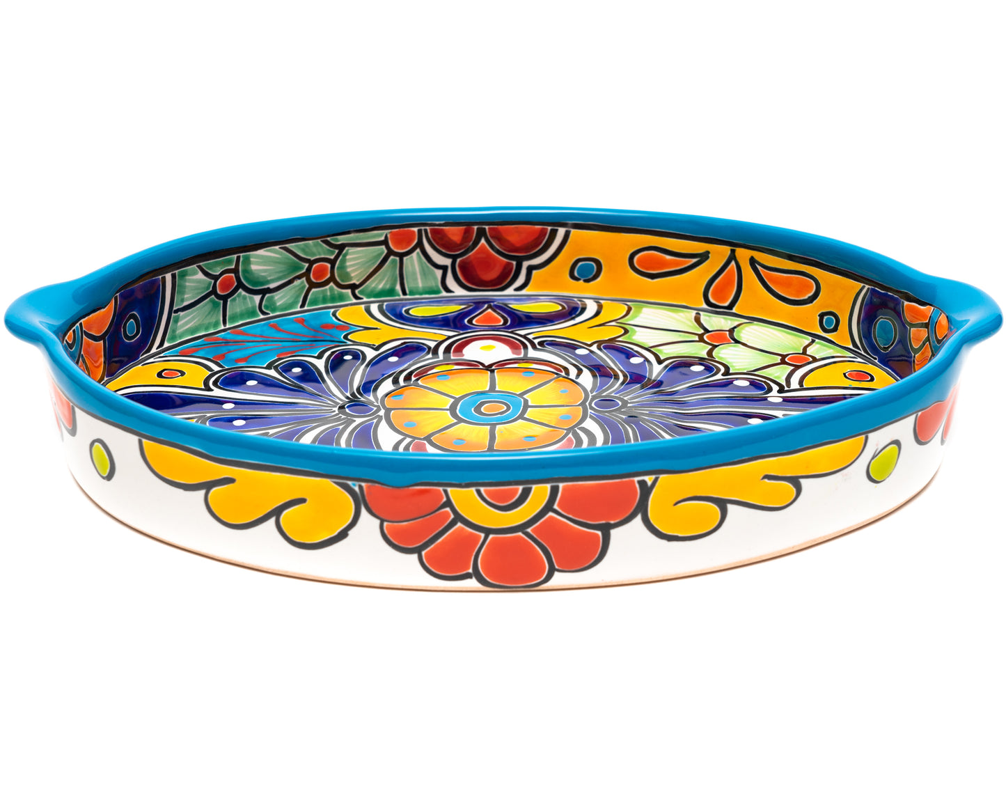 Oval Tray With Handles - Large - Turquoise
