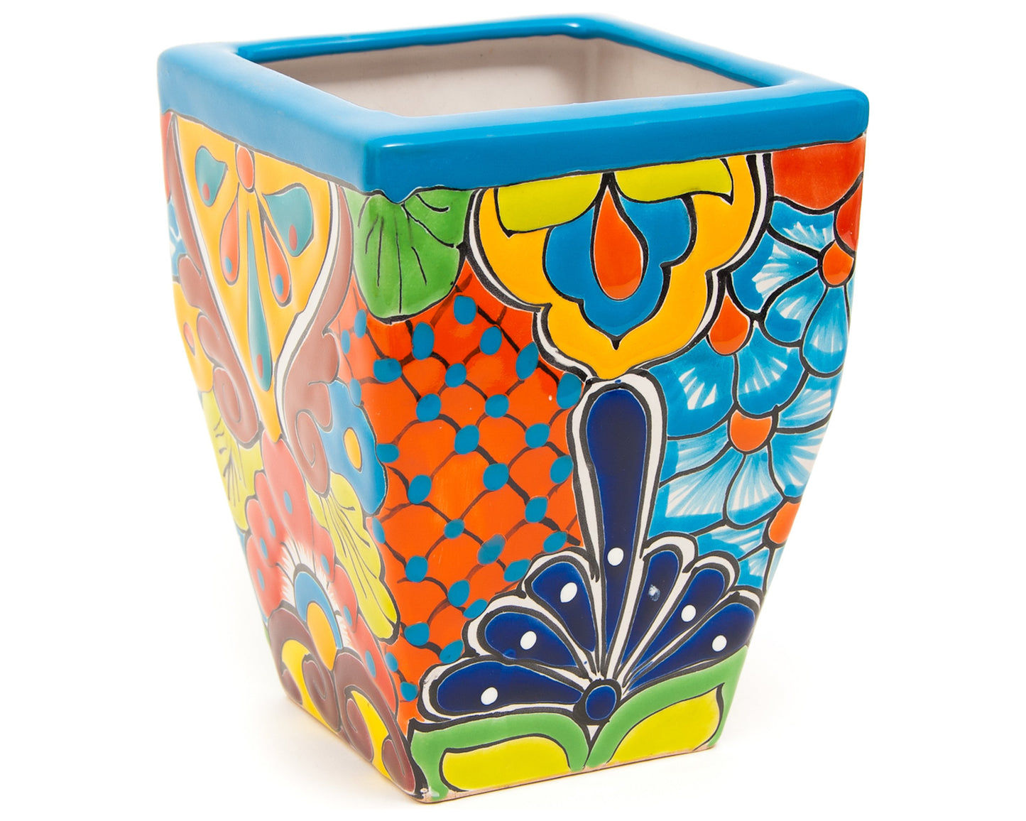 Tall Taper Planter w Saucer - Turquoise